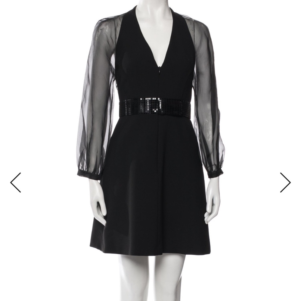 Emporio Armani V-Neck Mini Dress US4 Size S IT40 Black